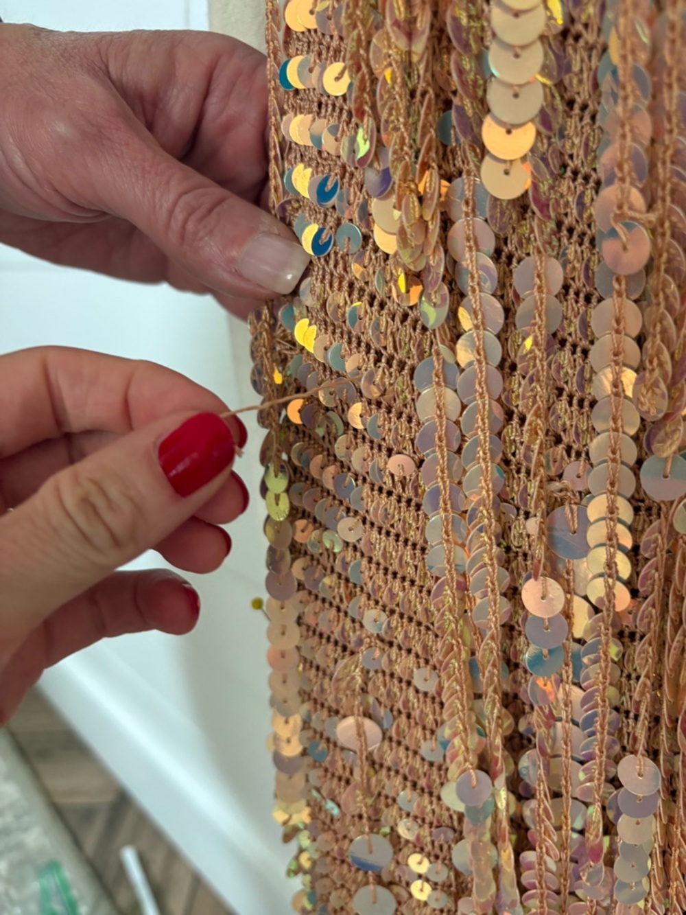 Retrofete Rose Gold Sequin Fringe Maxi Dress - Picture 15 of 15